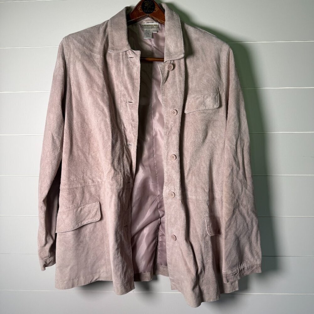 Coldwater Creek Light Pink Mauve Genuine Suede Leather Jacket Large